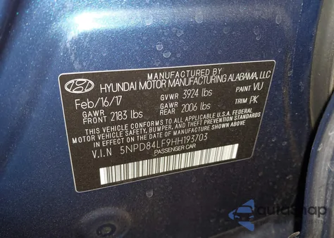 2017 Hyundai Elantra Se z USA, uszkodzony, nr VIN 5NPD84LF9HH193703